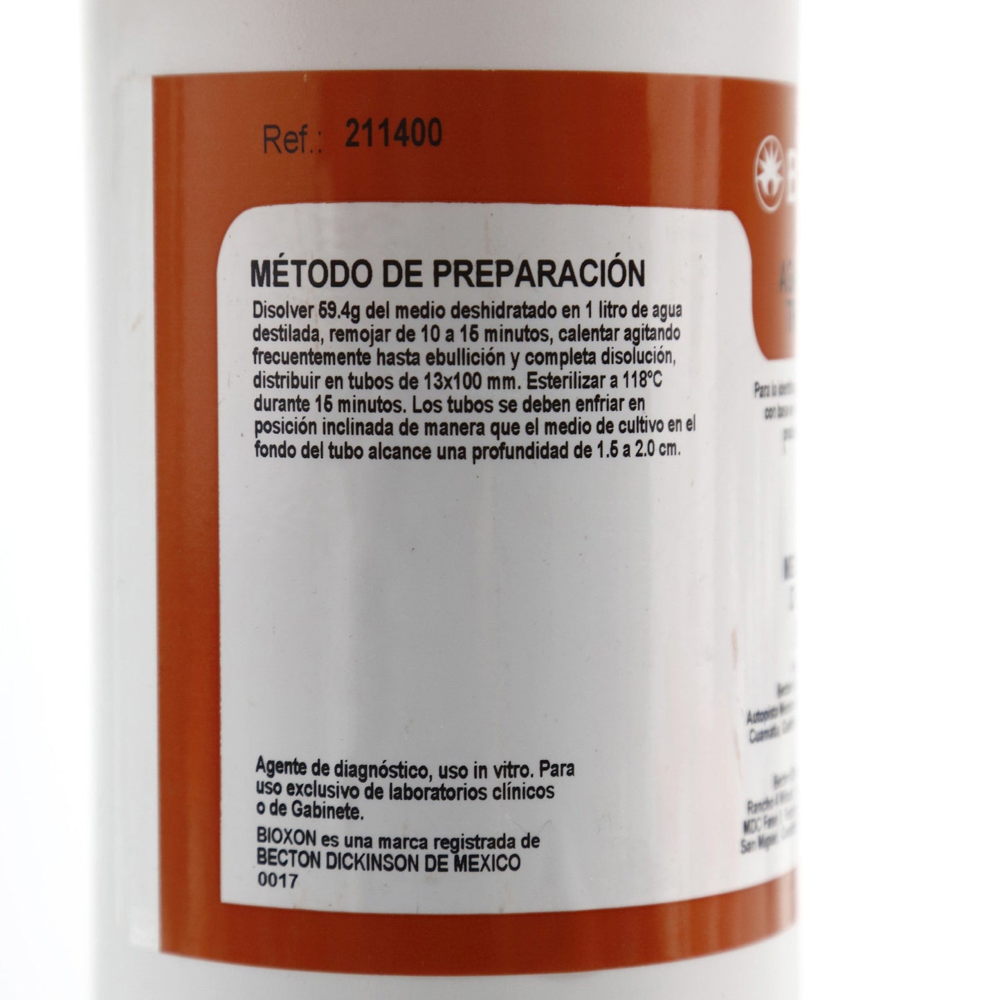 Agar Hierro Y Triple Azucar 450g Bioxon