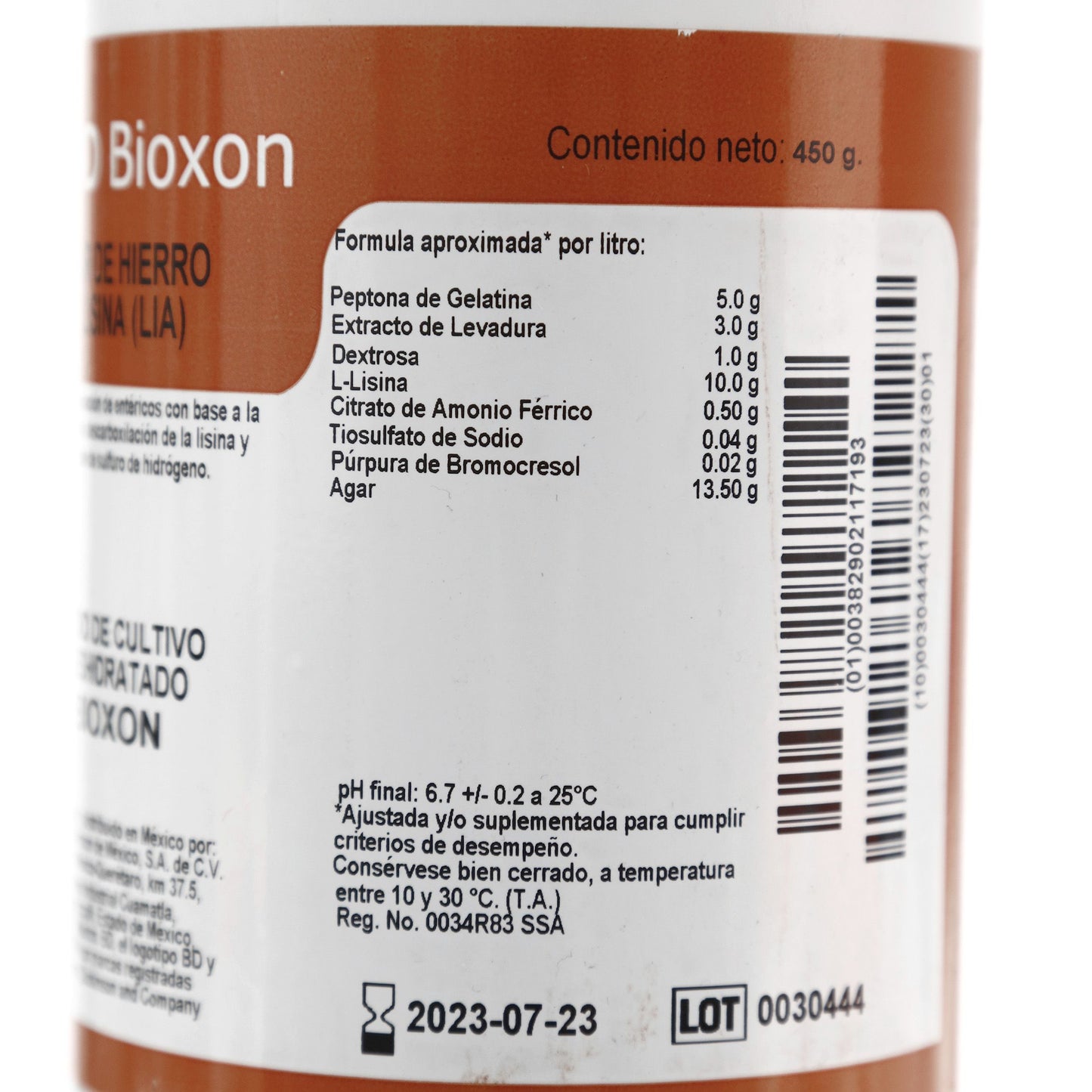 Agar Hierro Y Lisina 450g Bioxon