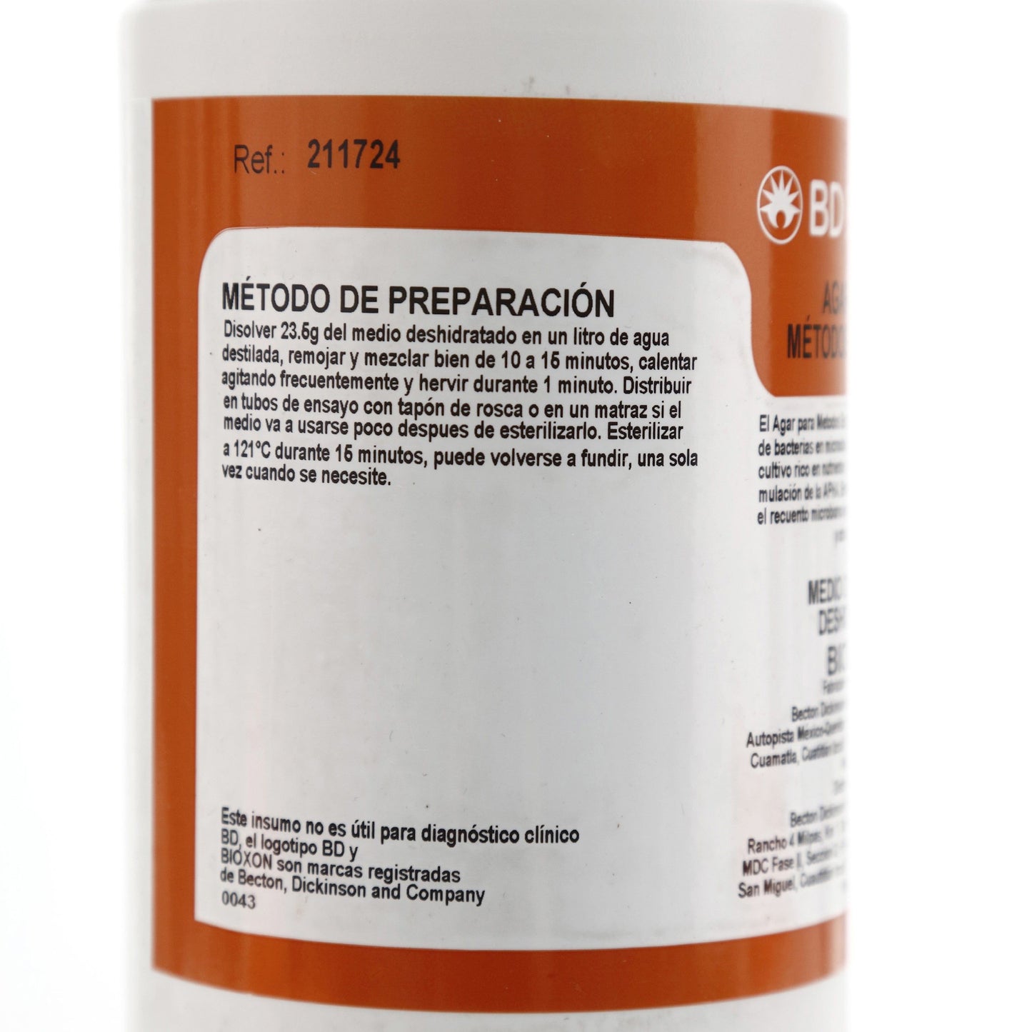 Agar Métodos Estándar 450g Bioxon