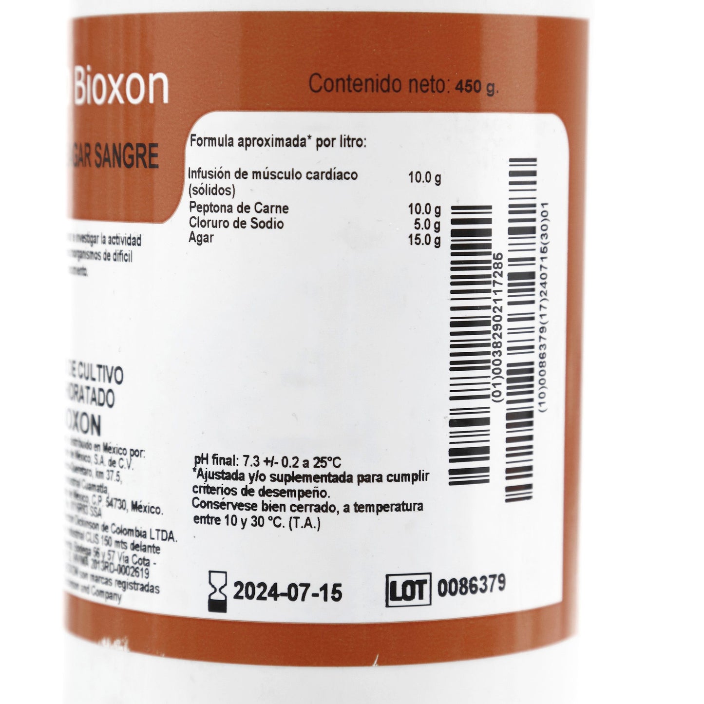 Base De Agar Sangre 450g Bioxon