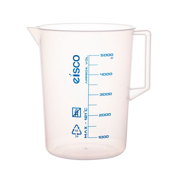 Vaso Graduado Polipropileno C/Asa G/Azul 5Lt   Eisco