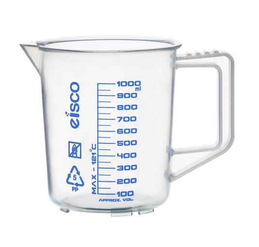 Vaso Graduado Polipropileno C/Asa G/Azul 1Lt   Eisco