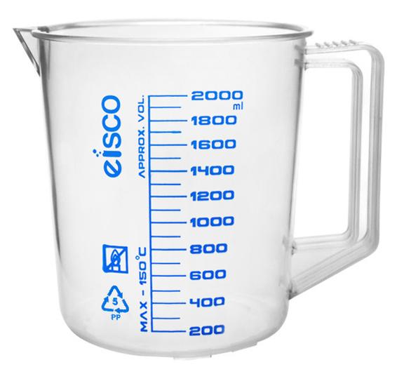 Vaso Graduado Polipropileno C/Asa G/Azul 2lt Eisco